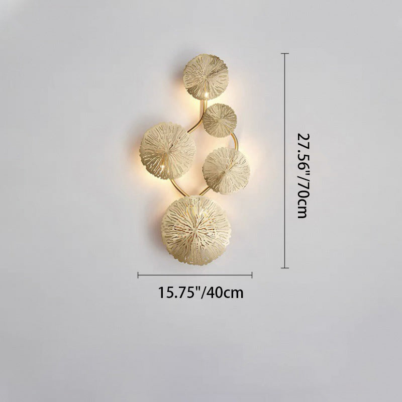 Round Lotus Leaf Stainless 6-Light Wall Lamp