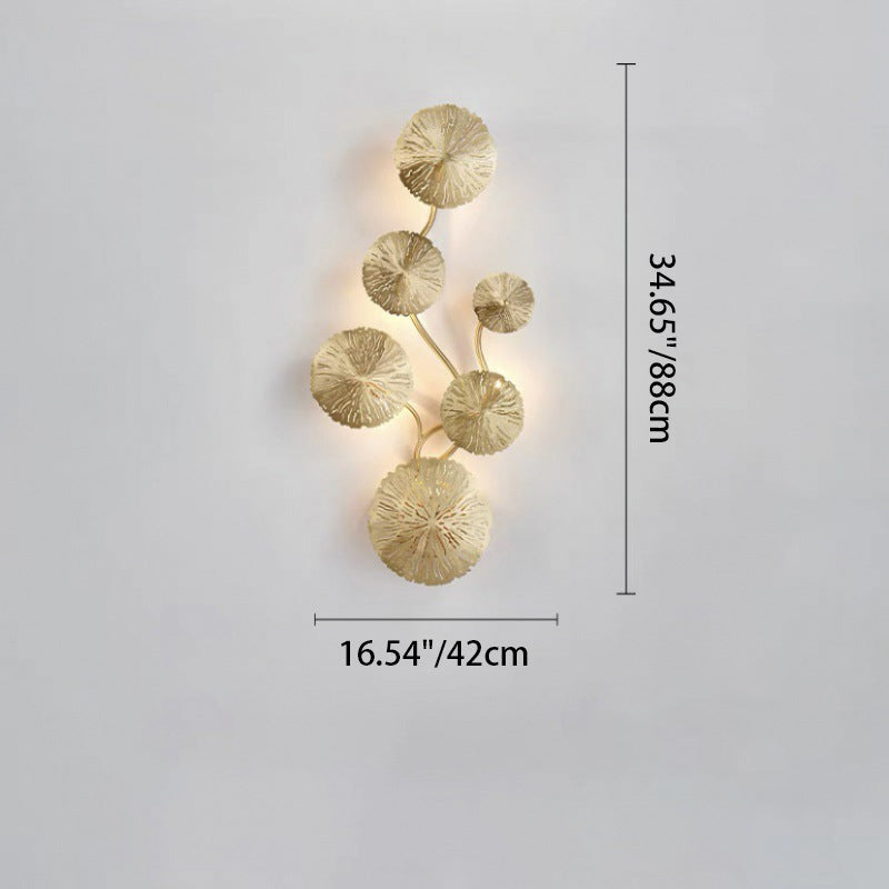 Round Lotus Leaf Stainless 6-Light Wall Lamp
