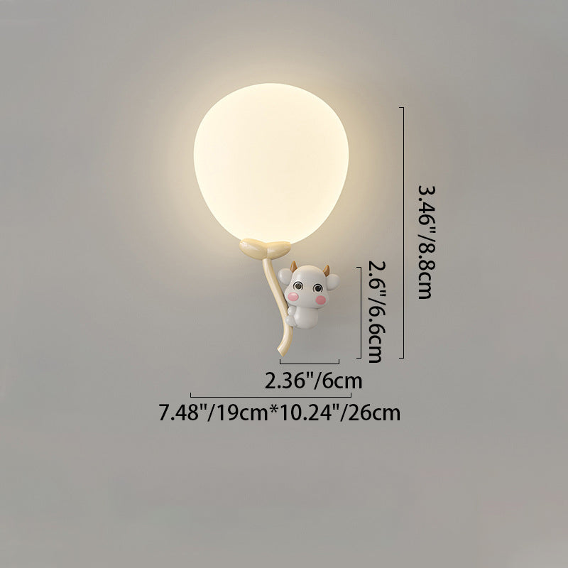 Cream Round Balloon Monkey Wall Lamp