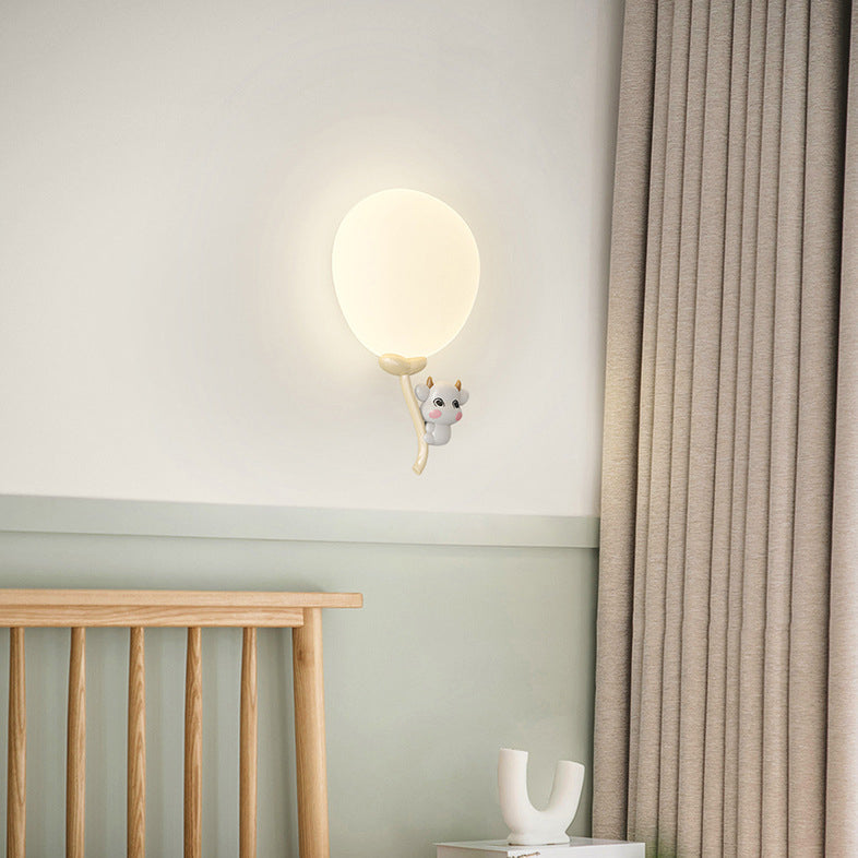 Cream Round Balloon Monkey Wall Lamp