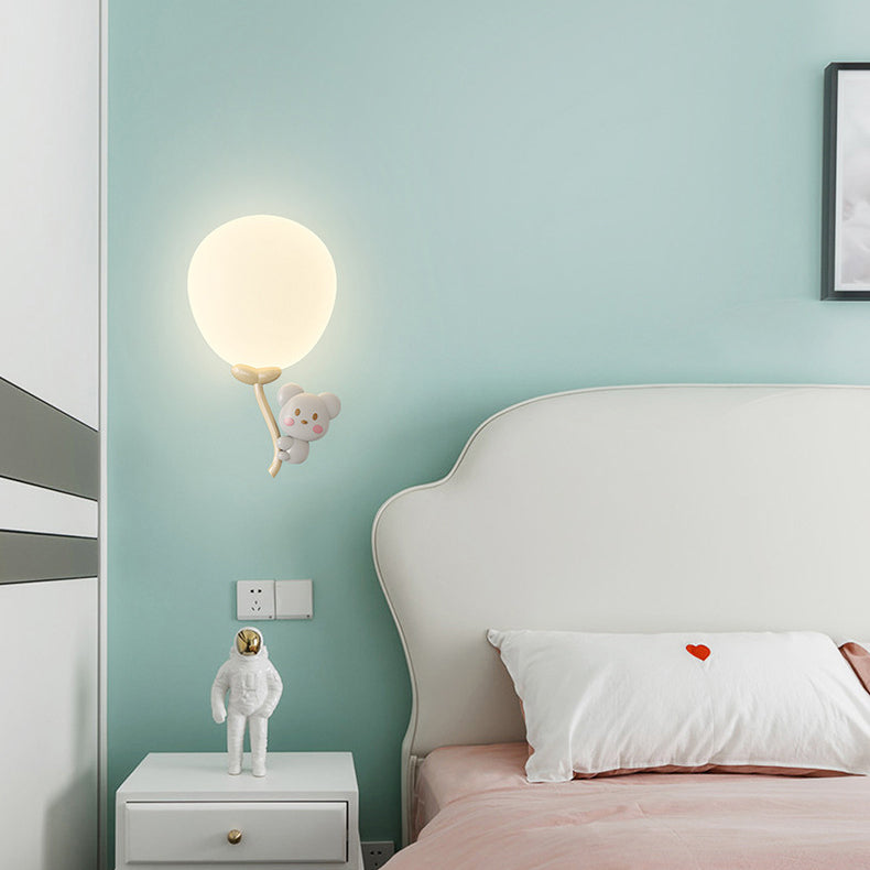 Cream Round Balloon Monkey Wall Lamp