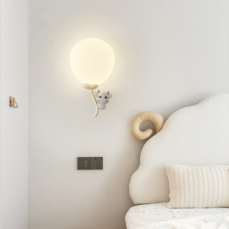 Cream Round Balloon Monkey Wall Lamp