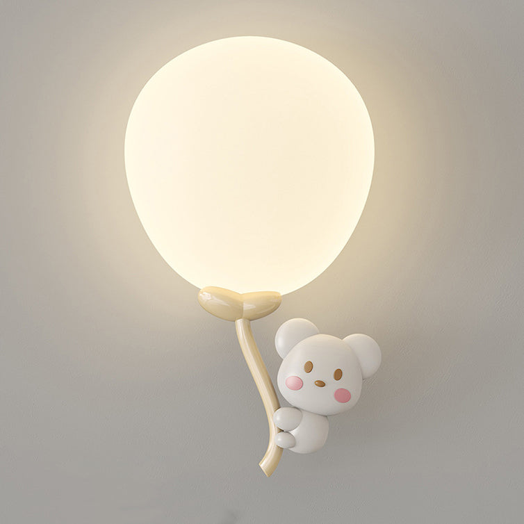 Cream Round Balloon Monkey Wall Lamp