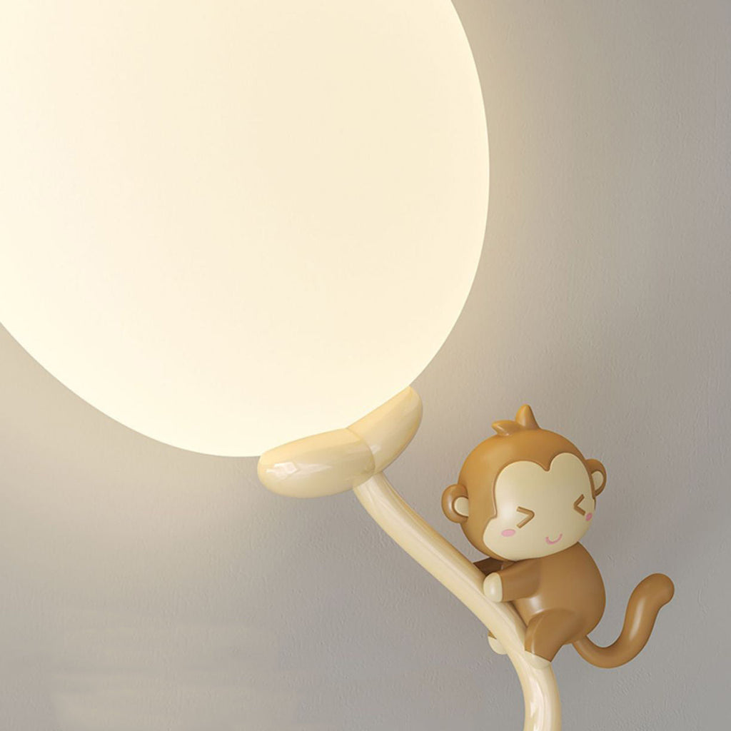 Cream Round Balloon Monkey Wall Lamp