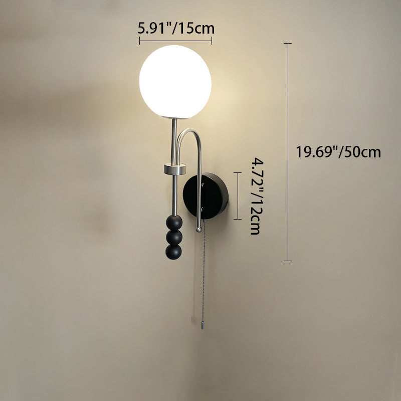 Round Cylinder Iron Wood Wall Lamp