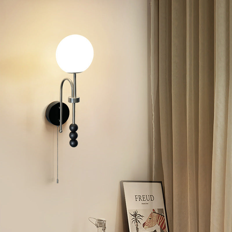 Round Cylinder Iron Wood Wall Lamp