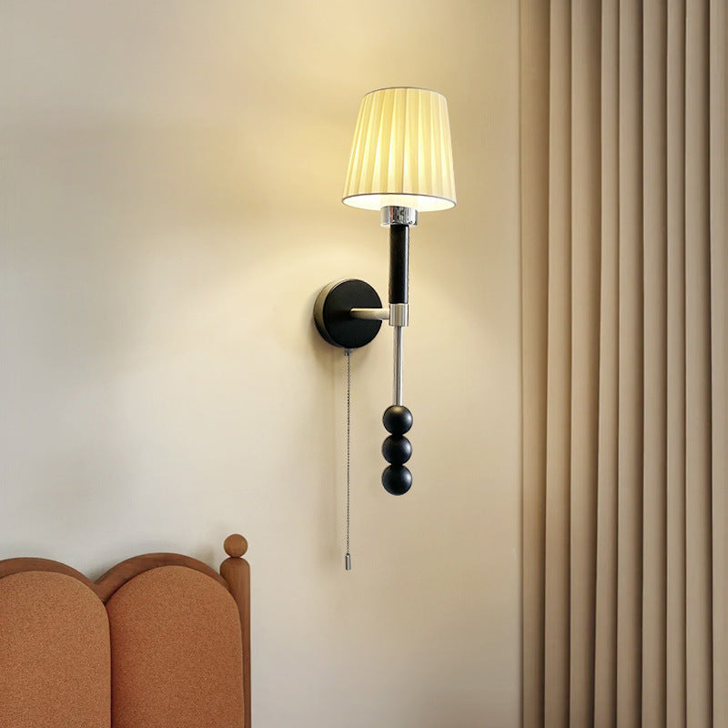 Round Cylinder Iron Wood Wall Lamp