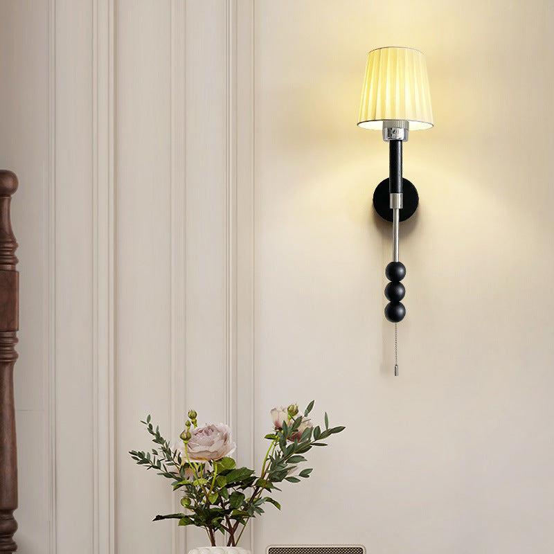 Round Cylinder Iron Wood Wall Lamp