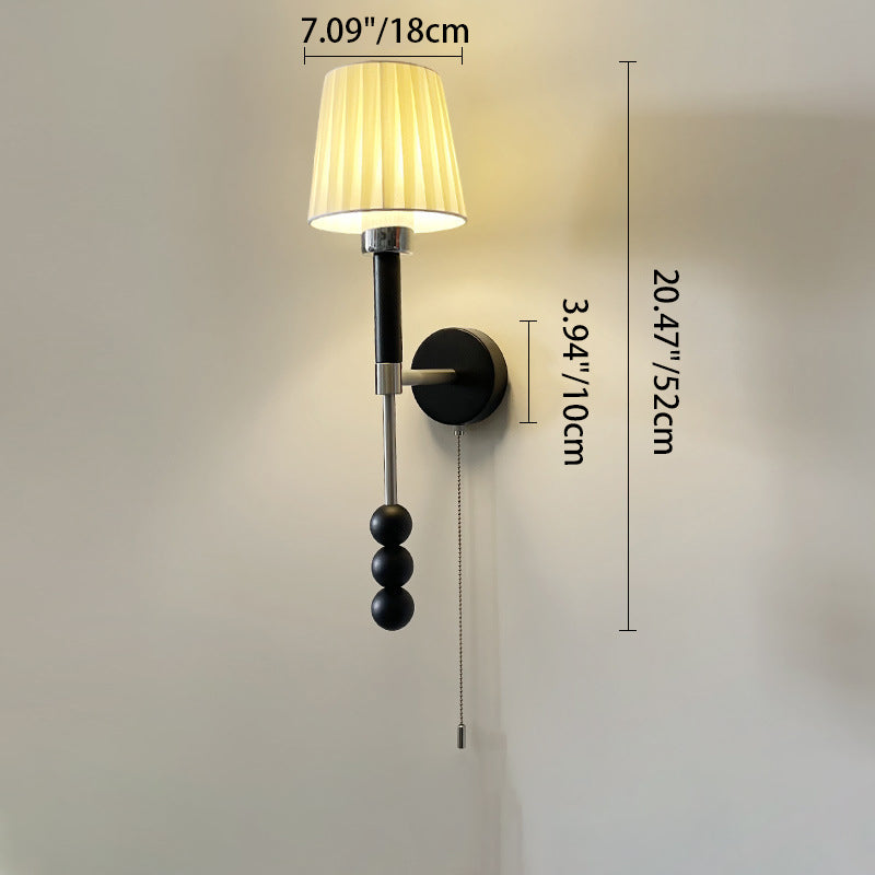 Round Cylinder Iron Wood Wall Lamp