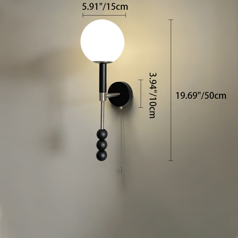 Round Cylinder Iron Wood Wall Lamp