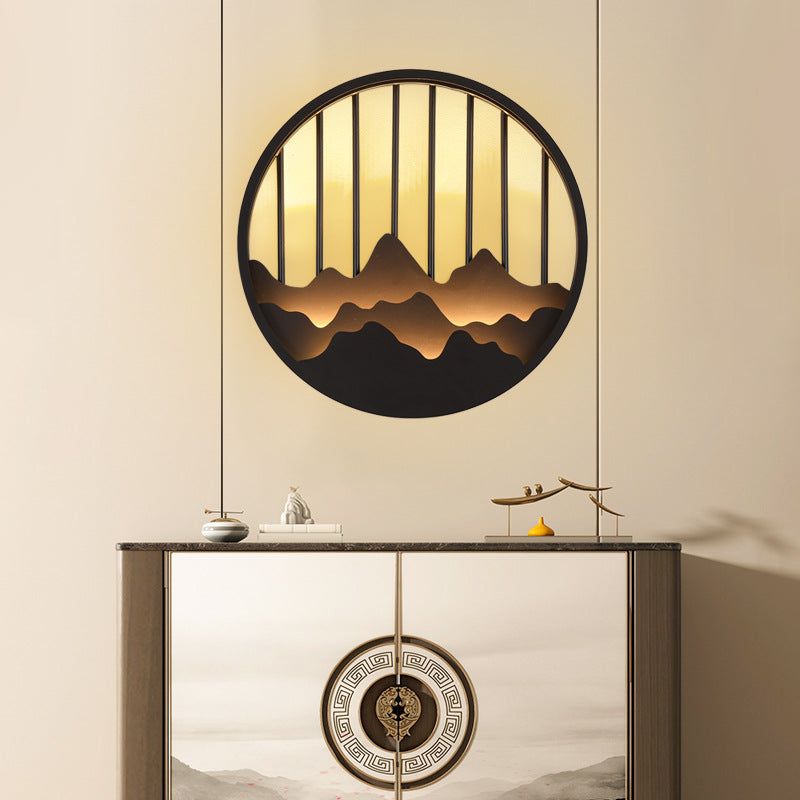 Mountain Round Iron Bedroom Wall Lamp