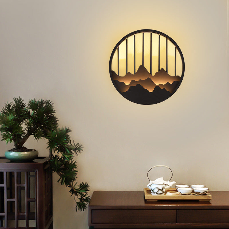 Mountain Round Iron Bedroom Wall Lamp