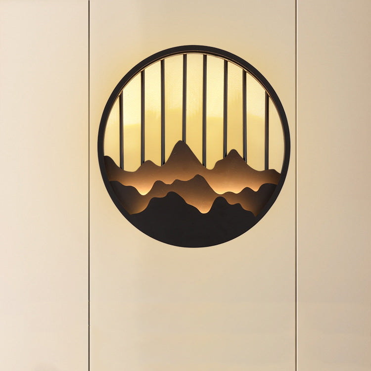Mountain Round Iron Bedroom Wall Lamp