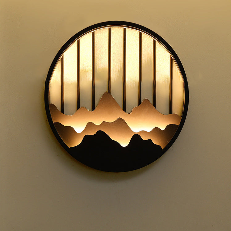 Mountain Round Iron Bedroom Wall Lamp