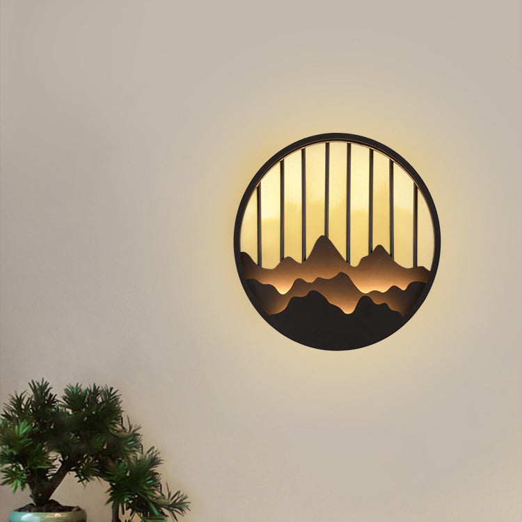 Mountain Round Iron Bedroom Wall Lamp