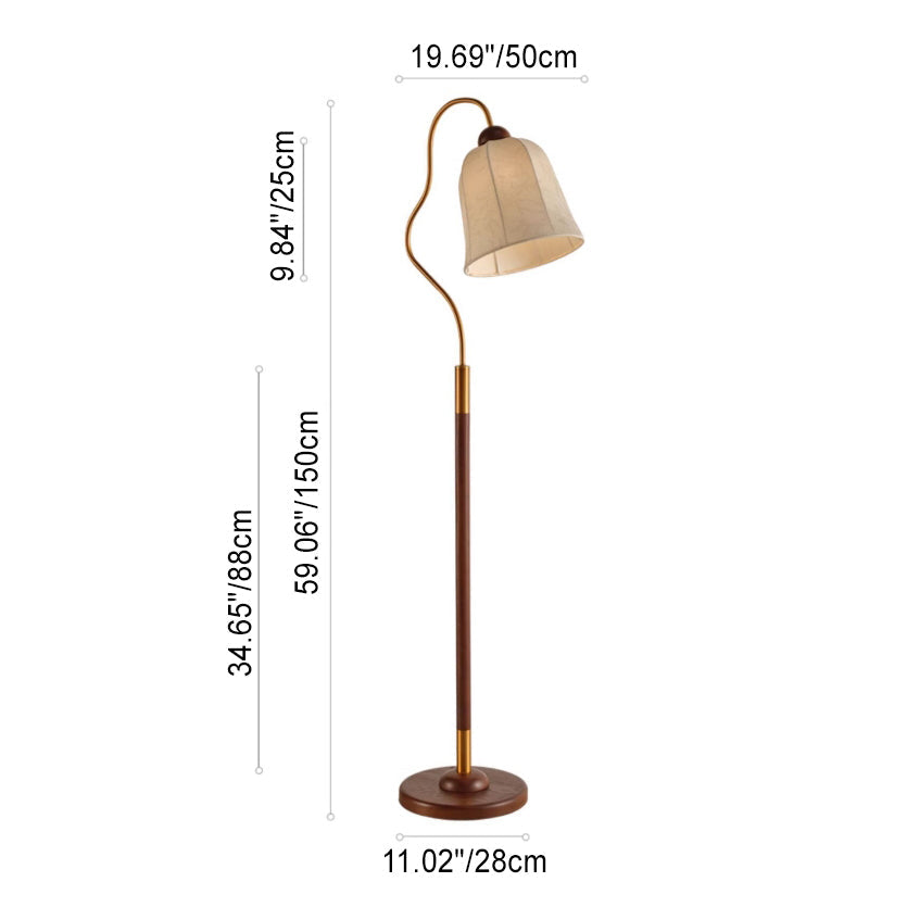 Round Curved Wood Fabric Floor Lamp