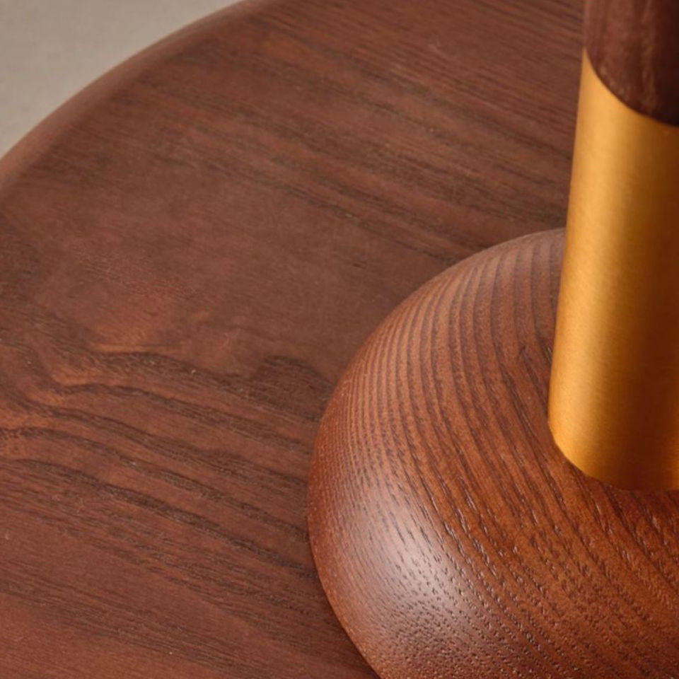 Round Curved Wood Fabric Floor Lamp
