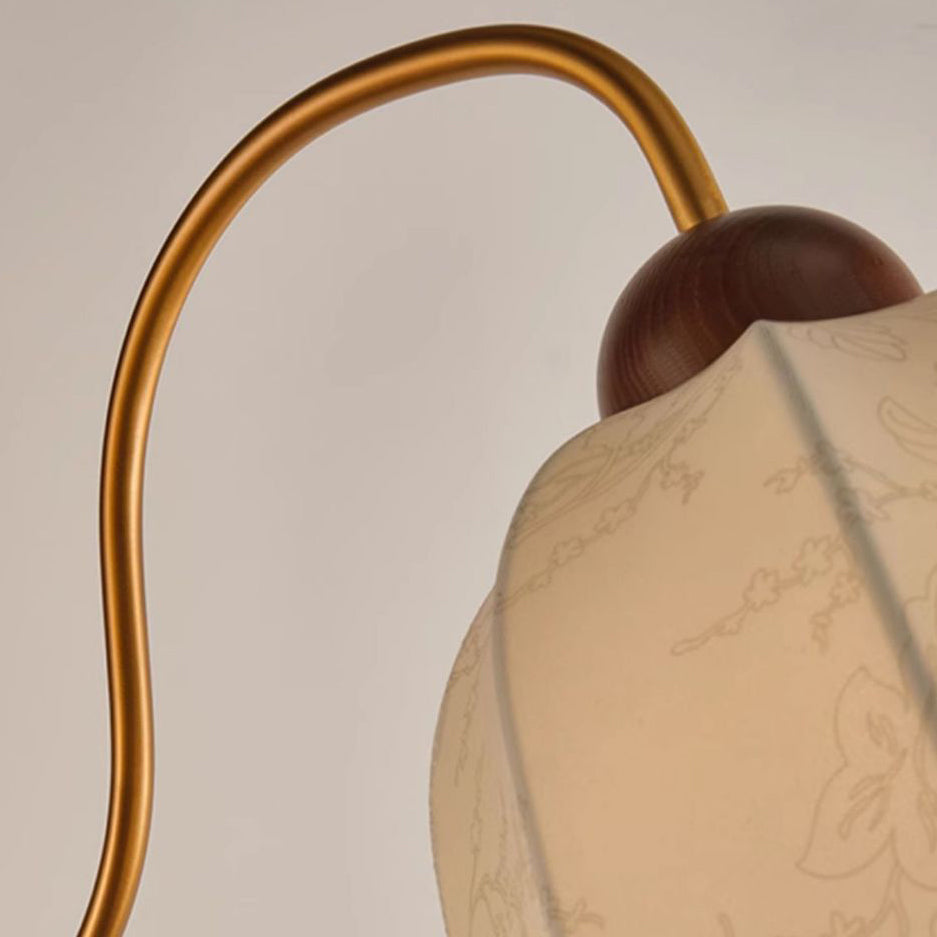Round Curved Wood Fabric Floor Lamp