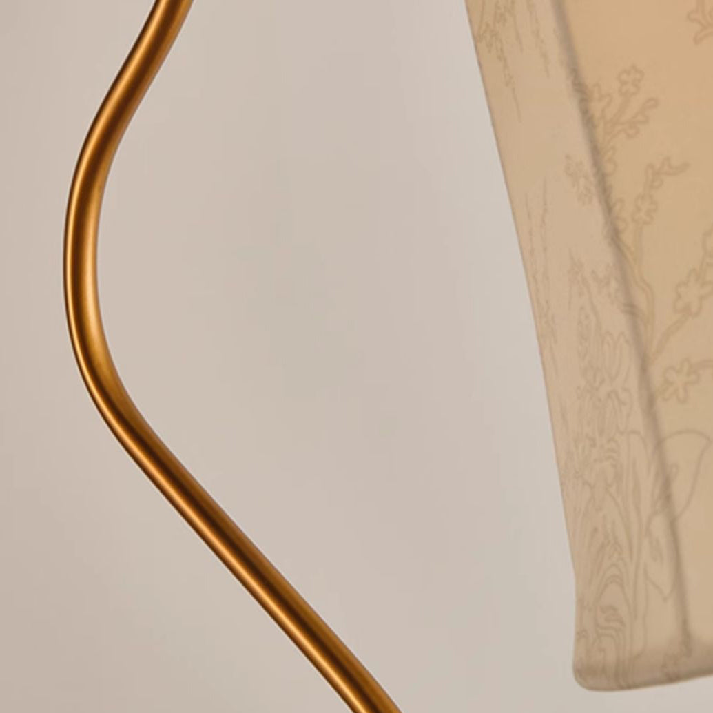 Round Curved Wood Fabric Floor Lamp