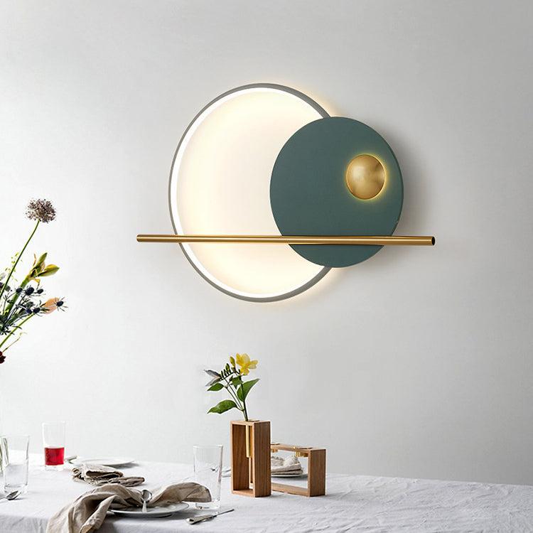 Round Aluminum Iron Bedroom Wall Lamp