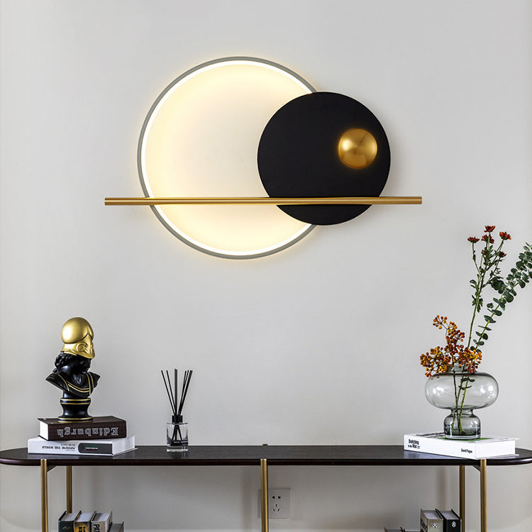 Round Aluminum Iron Bedroom Wall Lamp