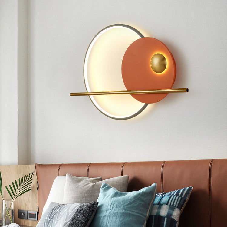 Round Aluminum Iron Bedroom Wall Lamp