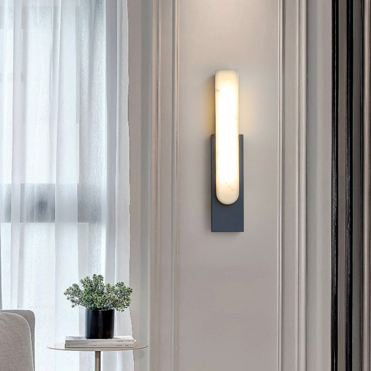 Rectangular Hardware Faux Marble Wall Lamp