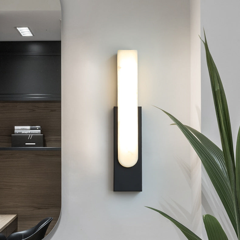 Rectangular Hardware Faux Marble Wall Lamp
