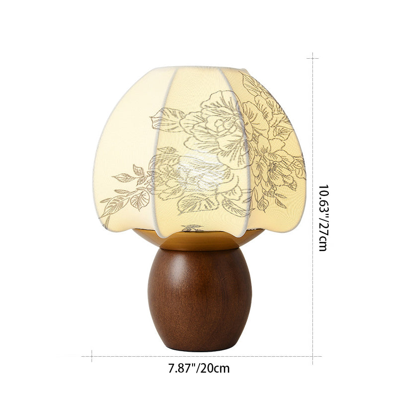 Round Wood Alloy Fabric Table Lamp