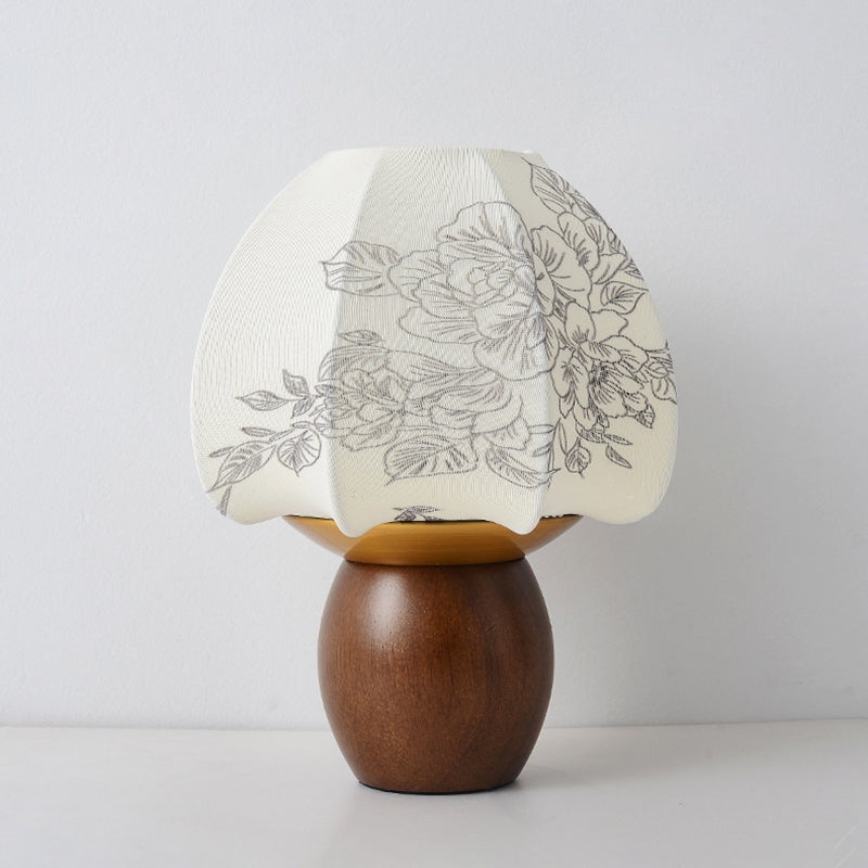 Round Wood Alloy Fabric Table Lamp