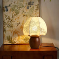 Round Wood Alloy Fabric Table Lamp