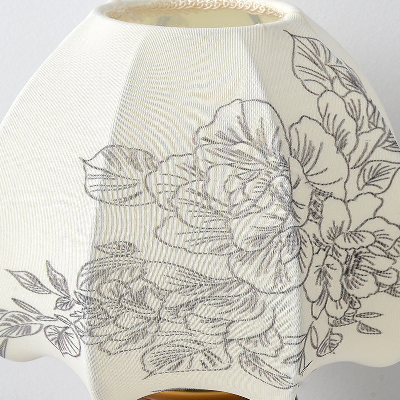 Round Wood Alloy Fabric Table Lamp