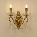 Candle Shape Copper Crystal 2-Light Wall Lamp