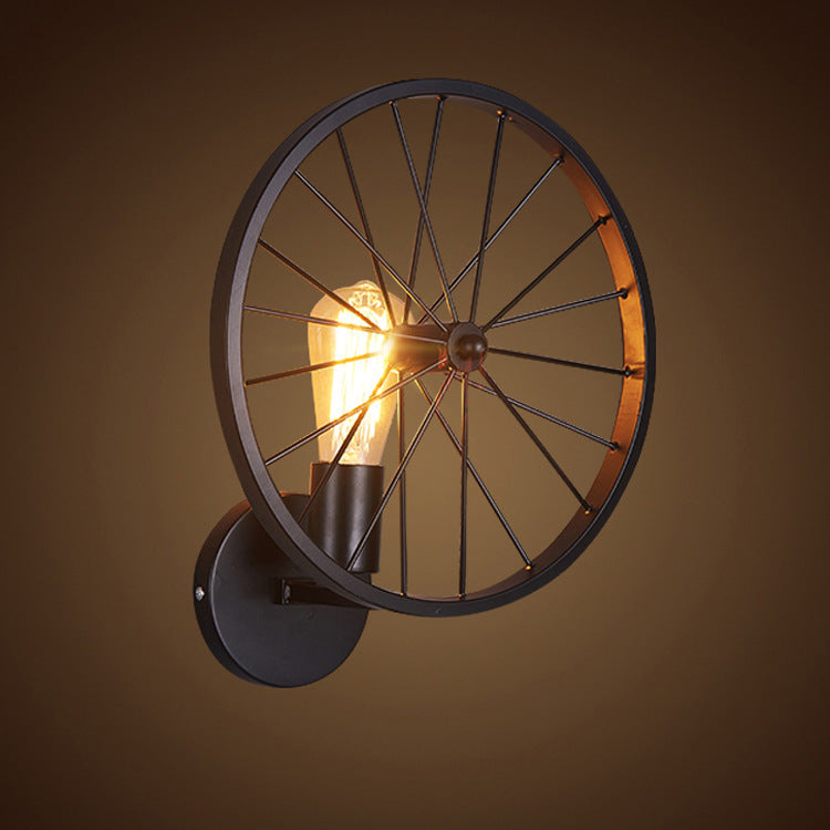 Wheel Round Iron Living Wall Lamp