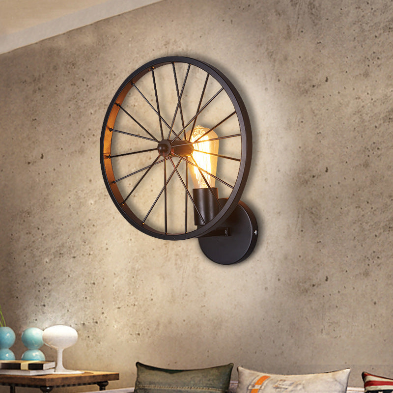 Wheel Round Iron Living Wall Lamp