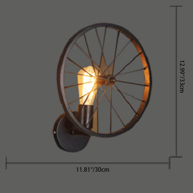 Wheel Round Iron Living Wall Lamp