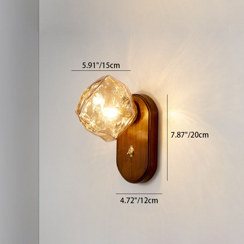 Ice Cube Oval Wood Wall Lamp