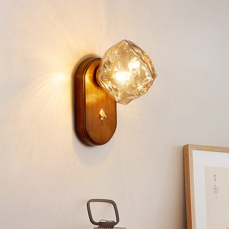 Ice Cube Oval Wood Wall Lamp