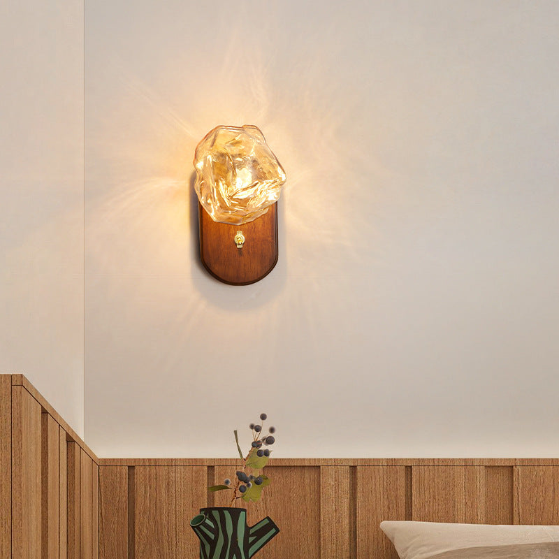 Ice Cube Oval Wood Wall Lamp