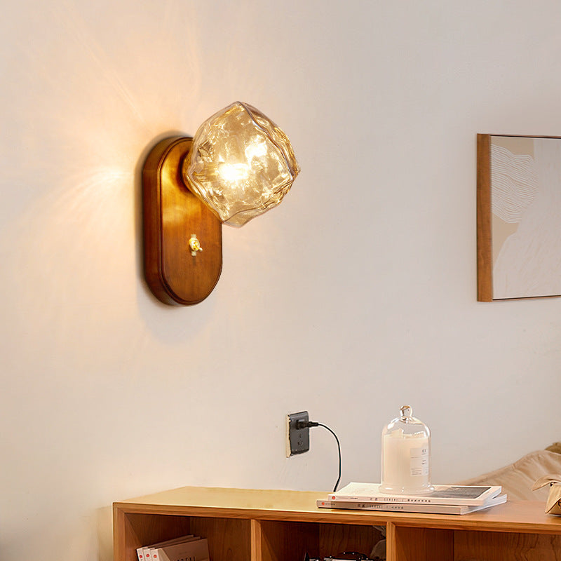 Ice Cube Oval Wood Wall Lamp