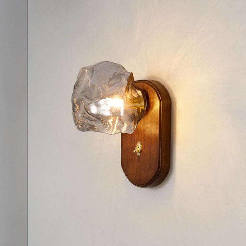 Ice Cube Oval Wood Wall Lamp