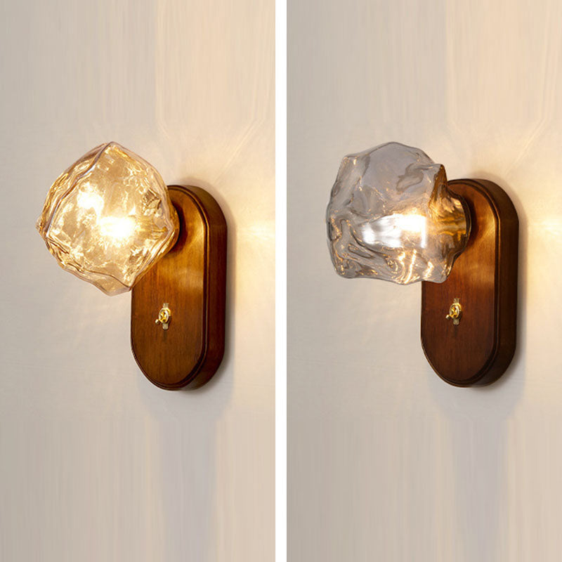 Ice Cube Oval Wood Wall Lamp
