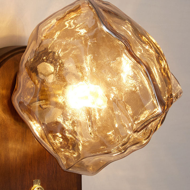 Ice Cube Oval Wood Wall Lamp