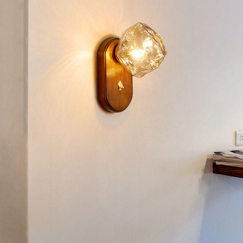 Ice Cube Oval Wood Wall Lamp