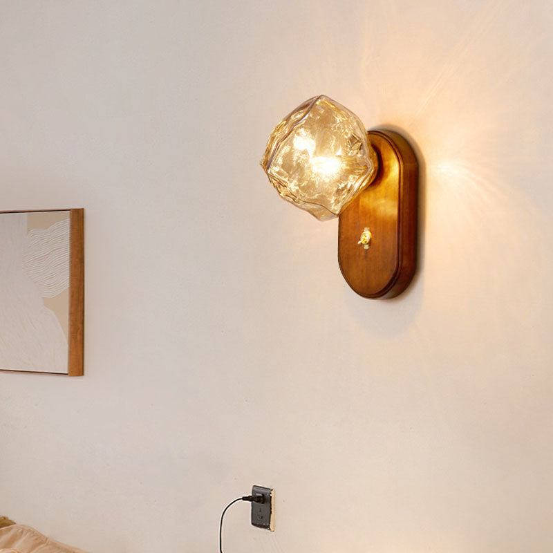 Ice Cube Oval Wood Wall Lamp