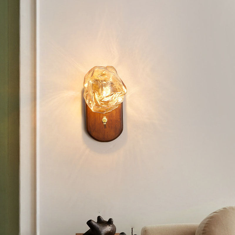 Ice Cube Oval Wood Wall Lamp
