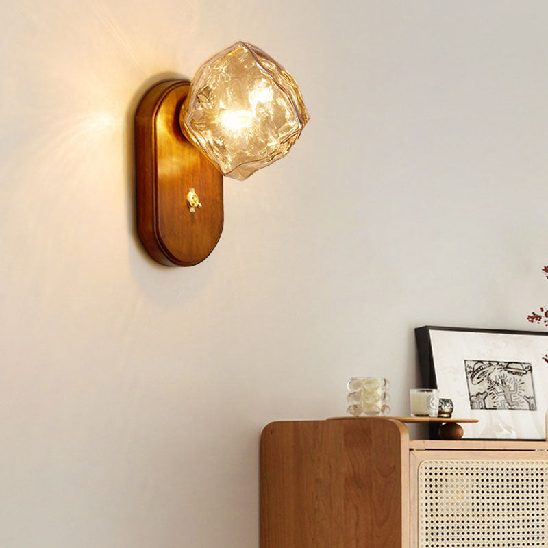 Ice Cube Oval Wood Wall Lamp