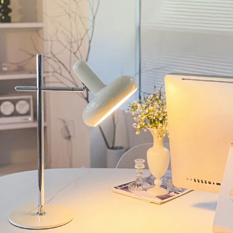Cream Round Rotating Lampshade Table Lamp