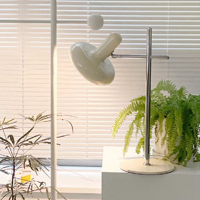Cream Round Rotating Lampshade Table Lamp