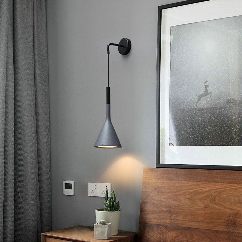 Round Cone Iron Bedroom Wall Lamp
